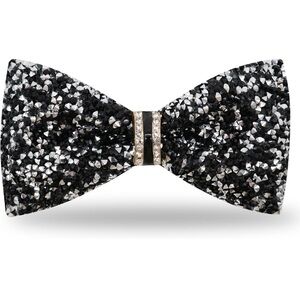 Elegant Black Crystal Bow Tie